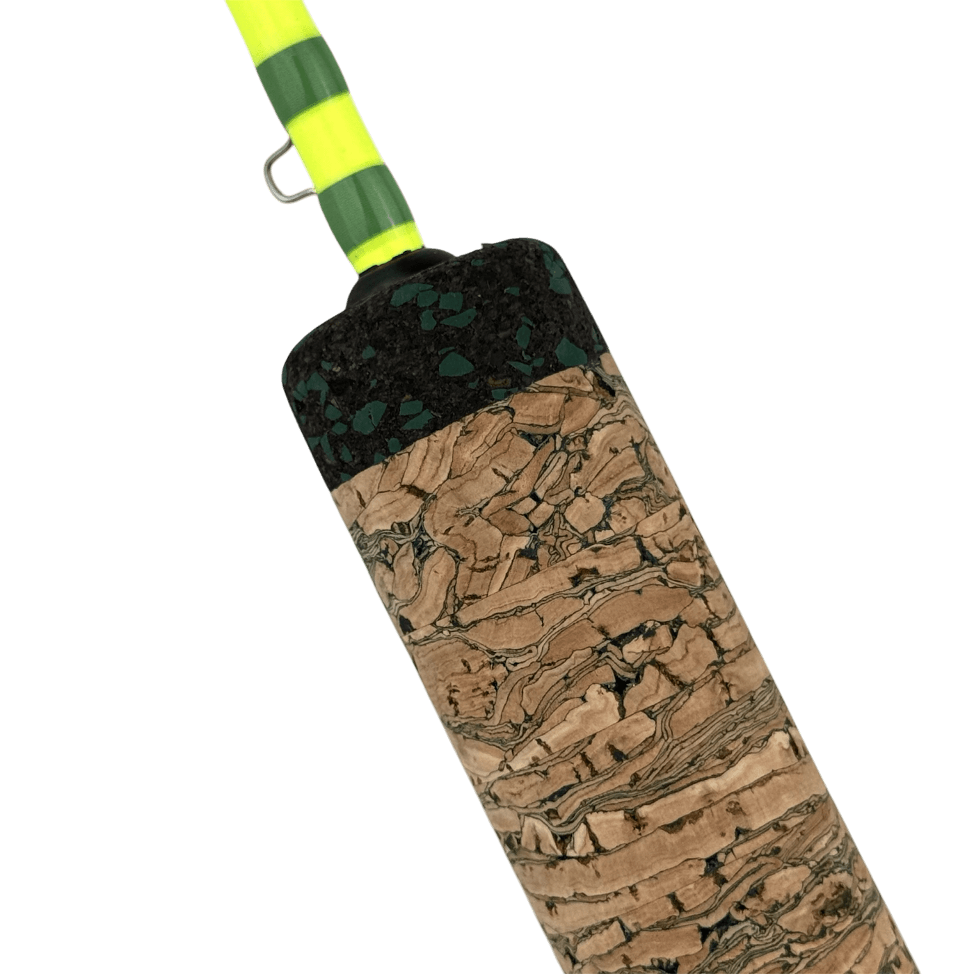 Featuring a Chartreuse Rod with Dark Green Thread and Custom Cork Split Grip