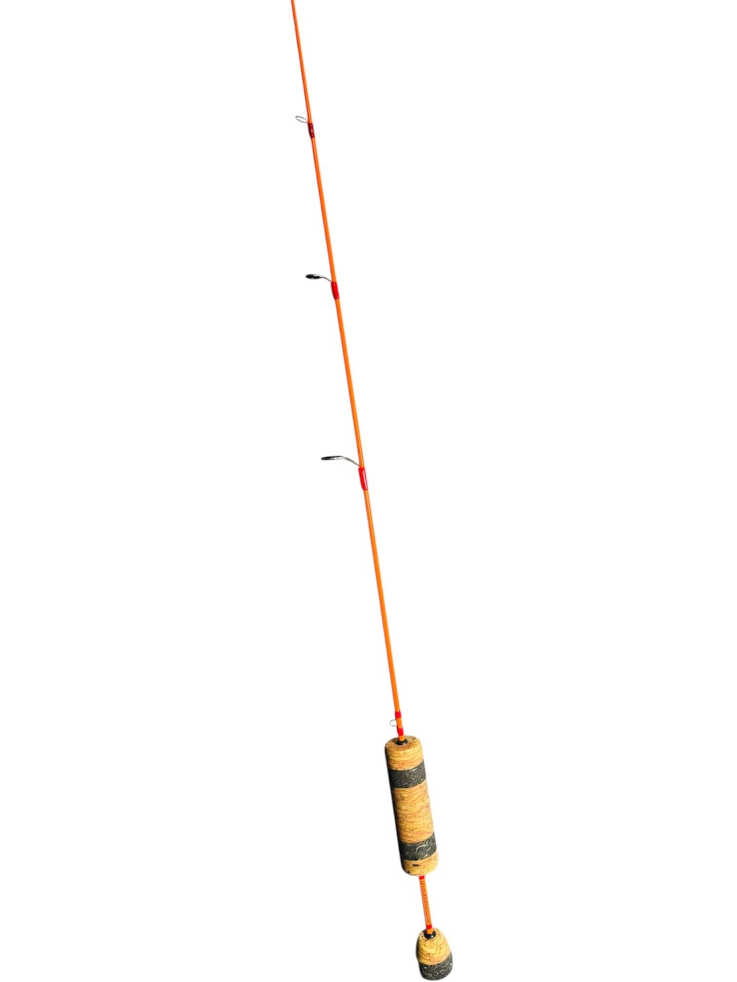 36" Neon Orange Panfish Carbon, Dark Red Thread, Custom Red Wave Cork Split Grip
