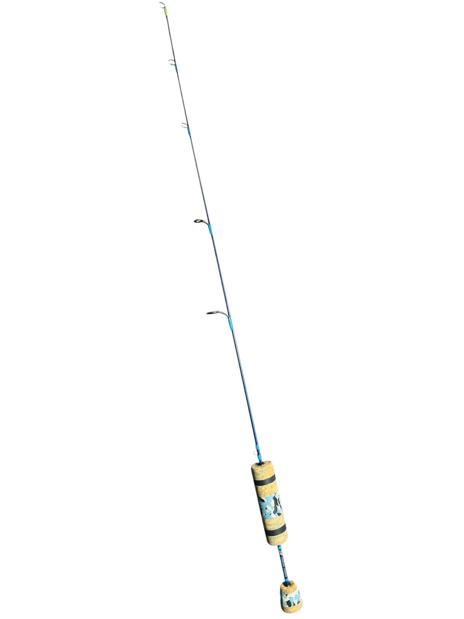28" Metallic Blue Panfish Carbon, Light Blue Thread, Custom Cork/Camo EVA Mix Split Grip