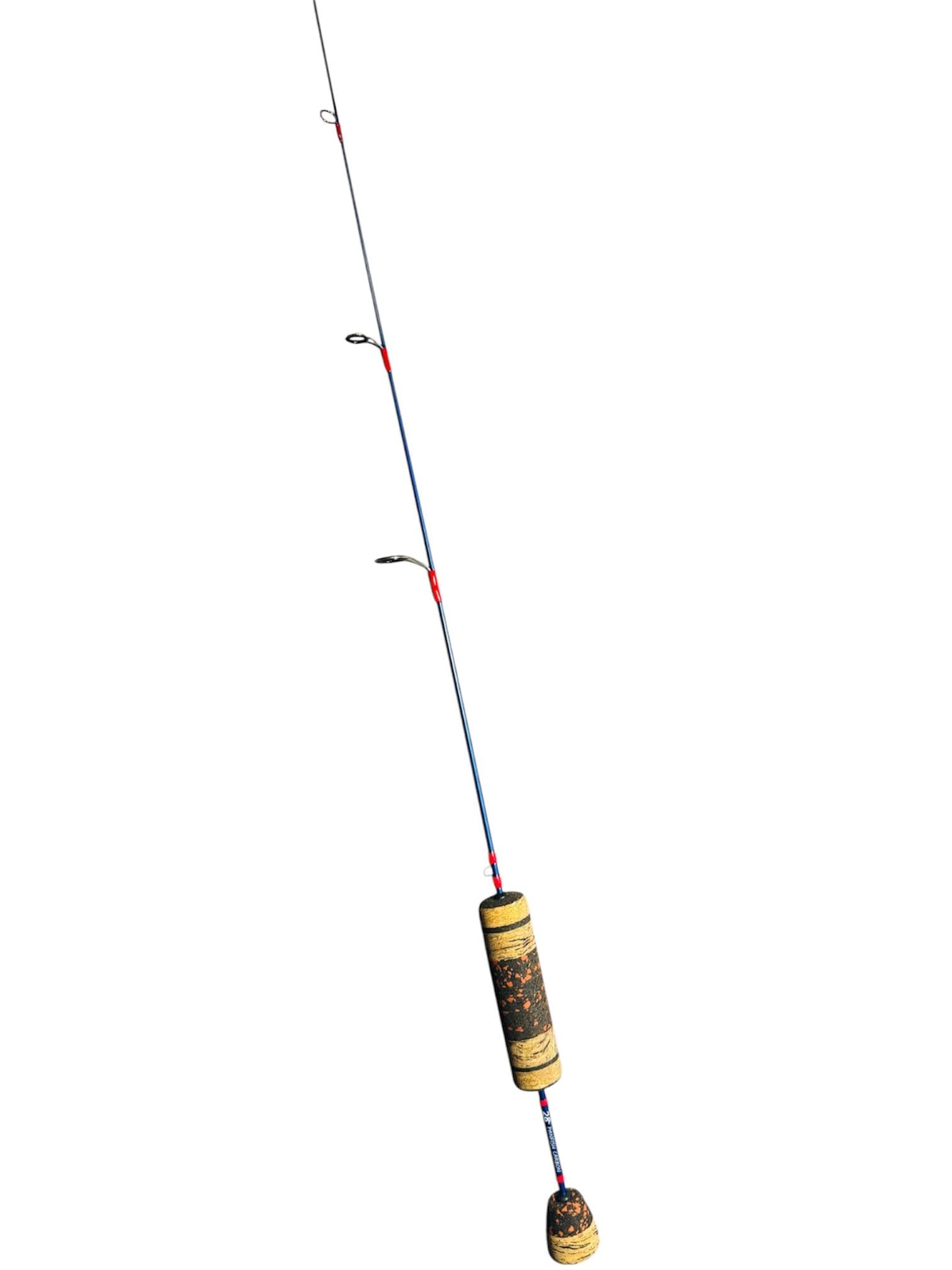28" Metallic Blue Panfish Carbon, Red Thread, Custom Cork Split Grip